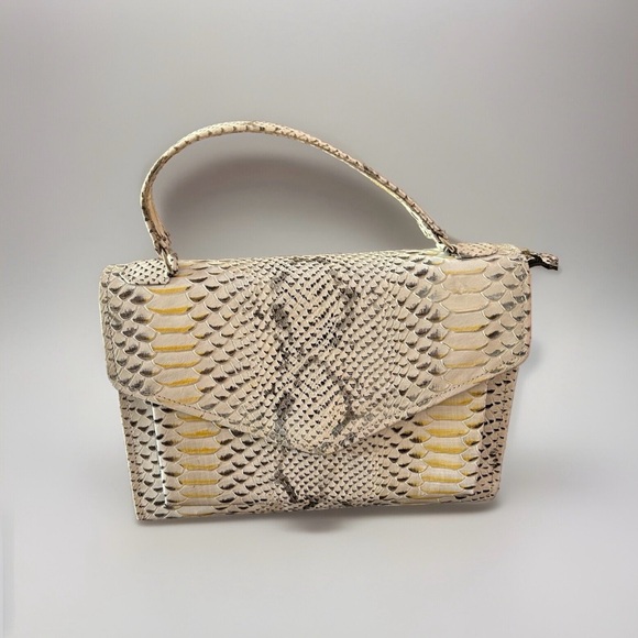 Women leather hangbag snake embossed design unique style NEW - Picture 3 of 12